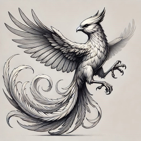 realistic phoenix bird drawing 12