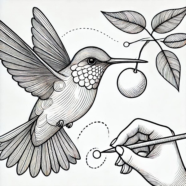 Beautiful Hummingbird Drawing 10