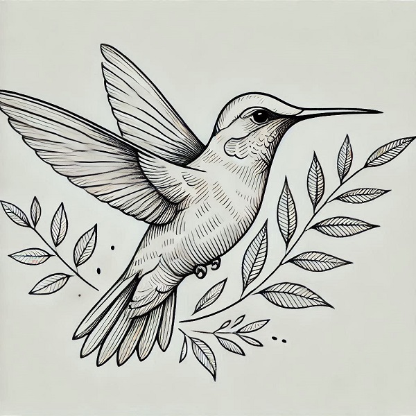 Beautiful Hummingbird Drawing 11