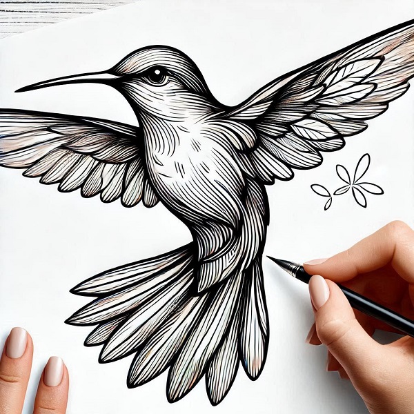 Beautiful Hummingbird Drawing 14