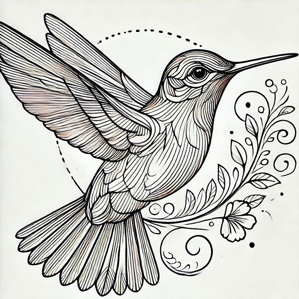 Beautiful Hummingbird Drawing 15