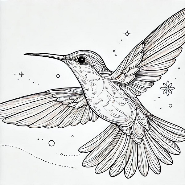 Beautiful Hummingbird Drawing 17