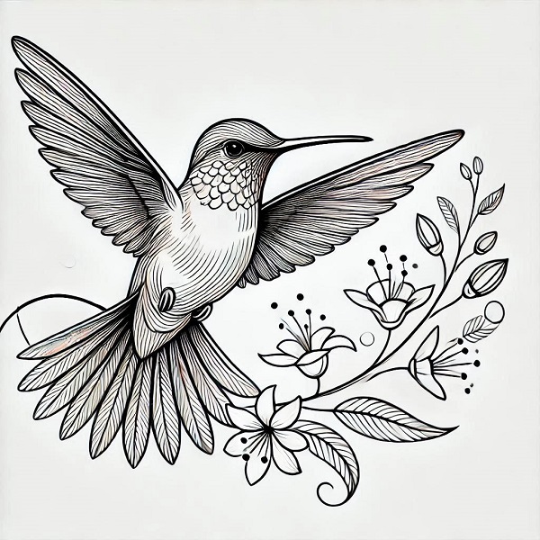 Beautiful Hummingbird Drawing 20