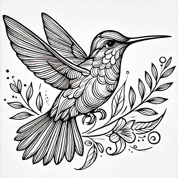 Beautiful Hummingbird Drawing 21