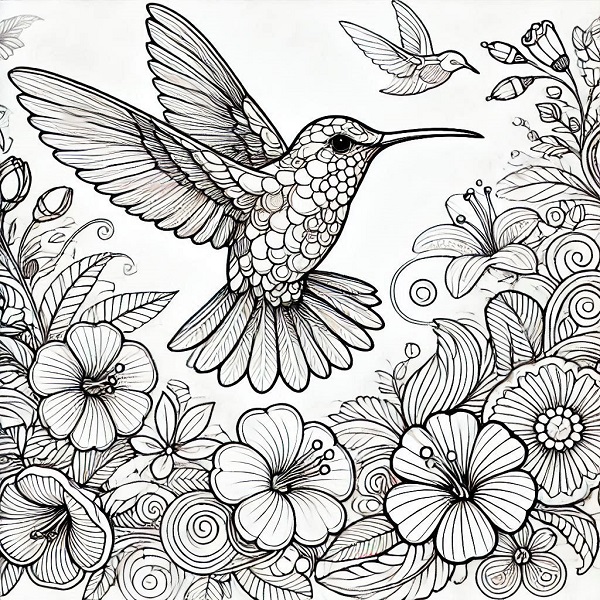 Beautiful Hummingbird Drawing 22