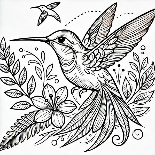 Beautiful Hummingbird Drawing 23