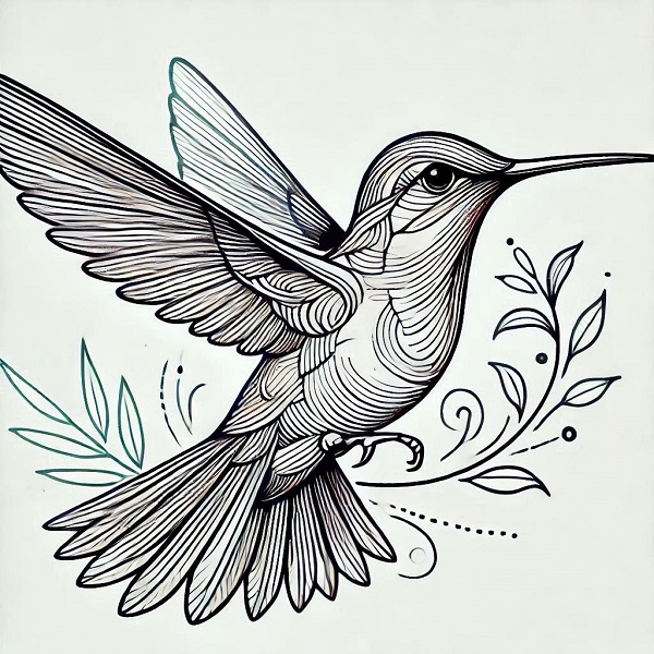 Beautiful Hummingbird Drawing 24