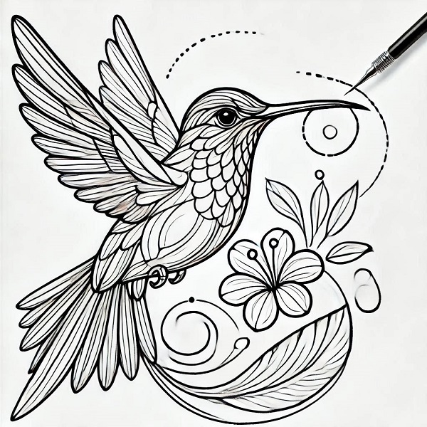 Beautiful Hummingbird Drawing 25