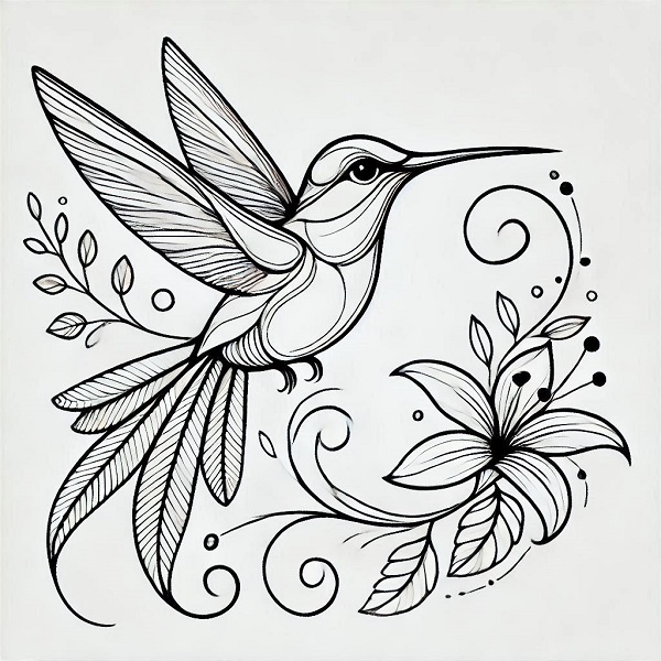 Beautiful Hummingbird Drawing 27