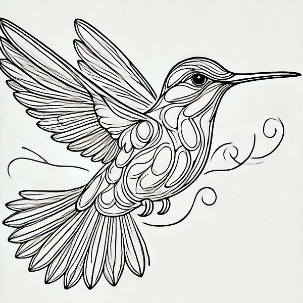 Beautiful Hummingbird Drawing 31