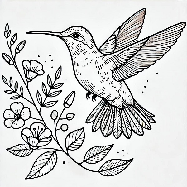 Beautiful Hummingbird Drawing 4