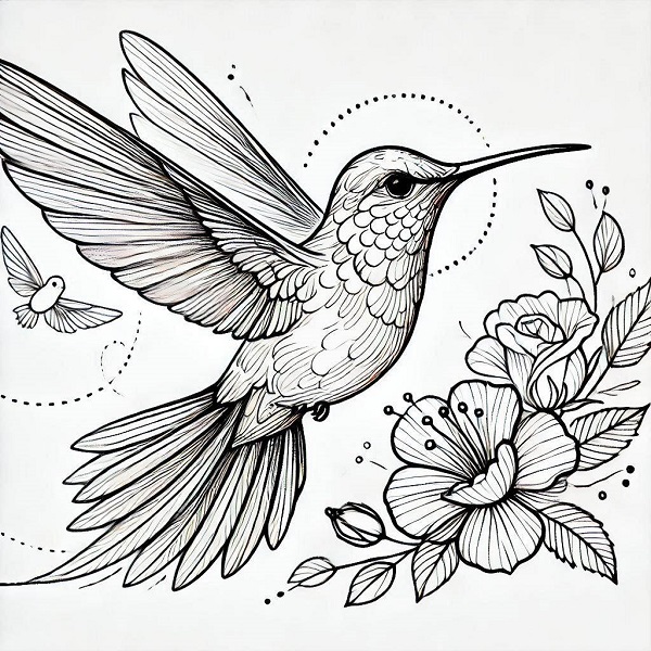 Beautiful Hummingbird Drawing 5