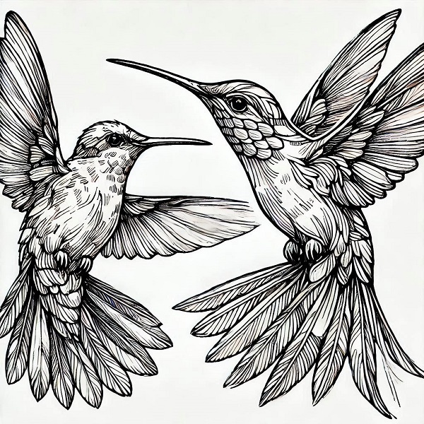 Beautiful Hummingbird Drawing 7