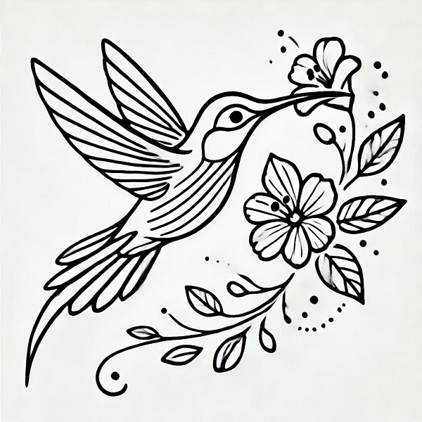 Beautiful Hummingbird Drawing 8