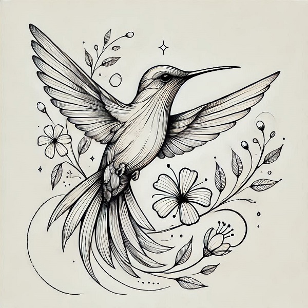 Beautiful Hummingbird Drawing 9