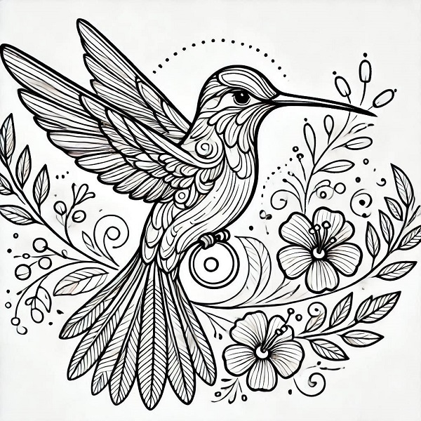 Beautiful Hummingbird Drawing