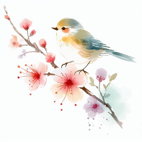 Bird and Flower Drawing 2