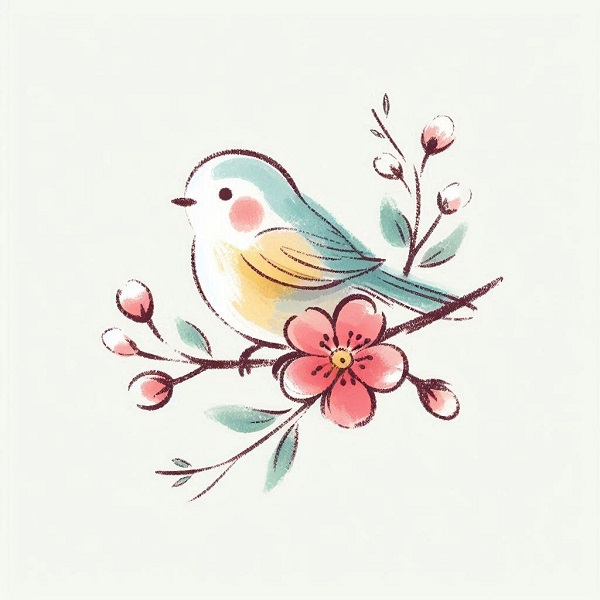 Bird and Flower Drawing 4