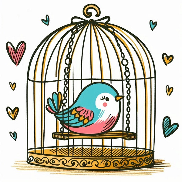 Bird in a cage drawing