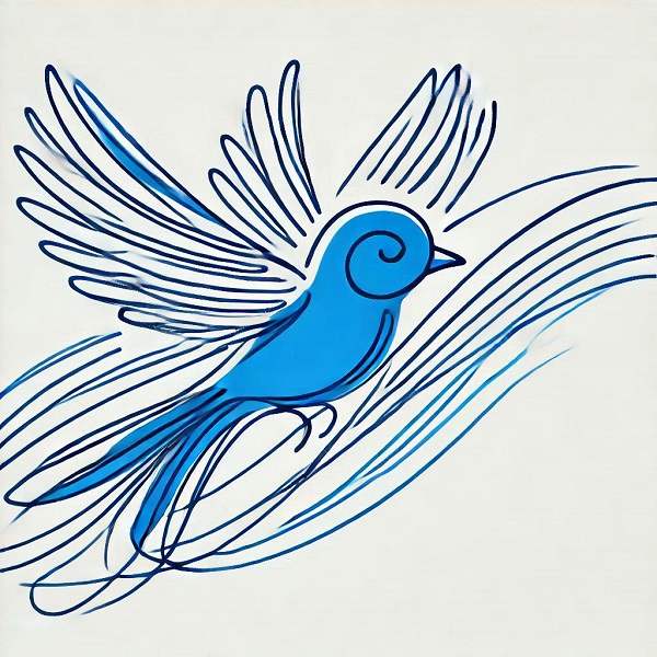 Blue Bird Flying Drawing 16