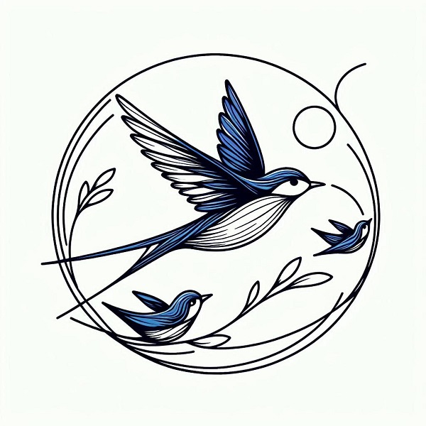 Blue Bird Flying Drawing 5