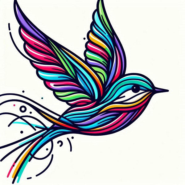 Colorful Bird Flying Drawing 10