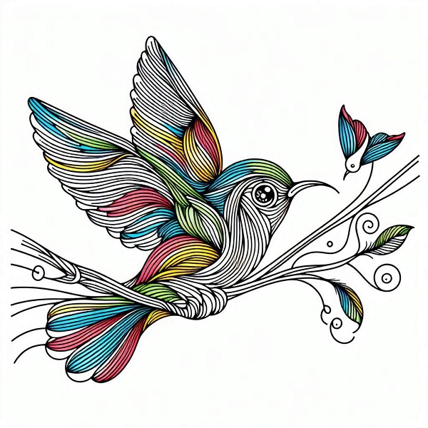 Colorful Bird Flying Drawing 11