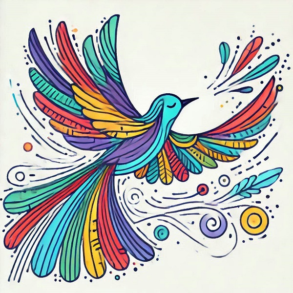 Colorful Bird Flying Drawing 12