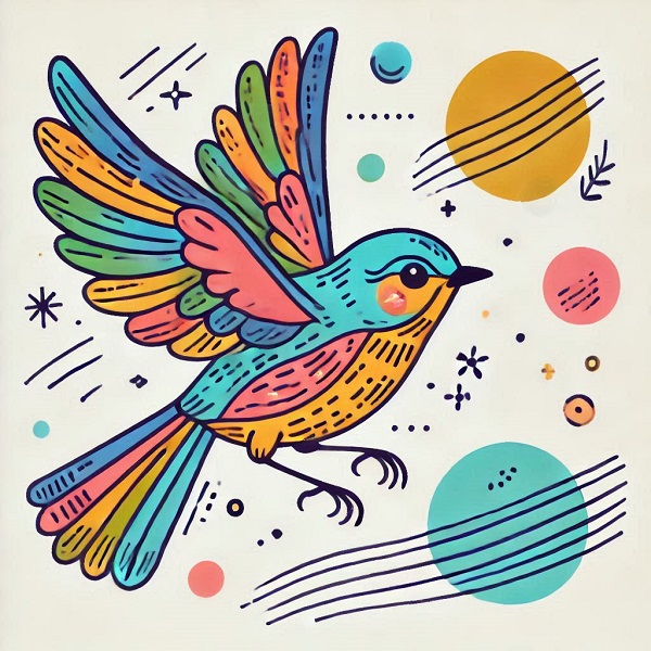 Colorful Bird Flying Drawing 13