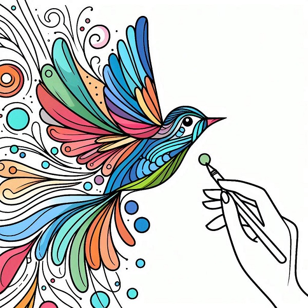 Colorful Bird Flying Drawing 21