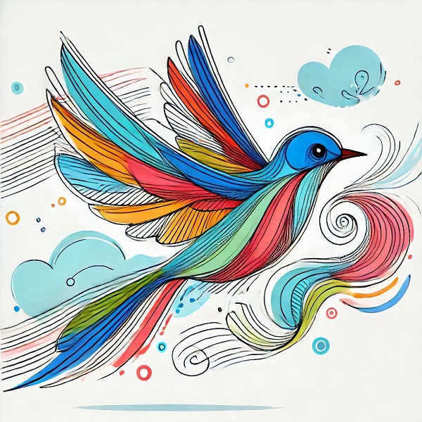 Colorful Bird Flying Drawing 22