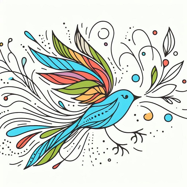 Colorful Bird Flying Drawing 23