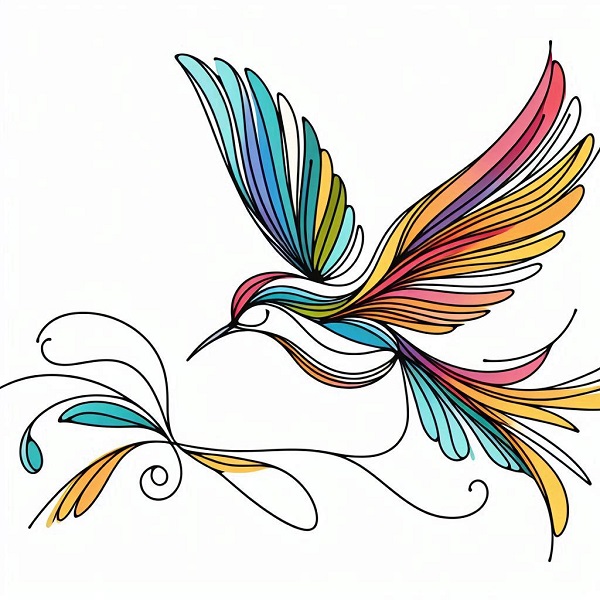 Colorful Bird Flying Drawing 24