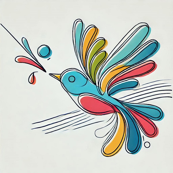 Colorful Bird Flying Drawing 3