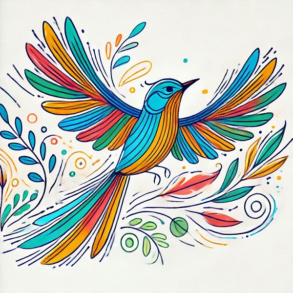 Colorful Bird Flying Drawing 4