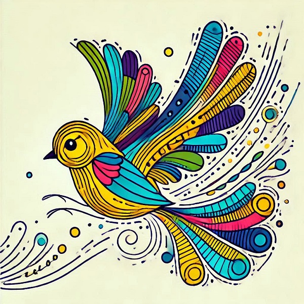 Colorful Bird Flying Drawing 5