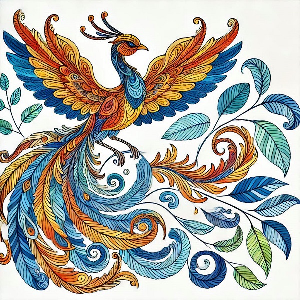 Colour Phoenix Bird Drawing 10