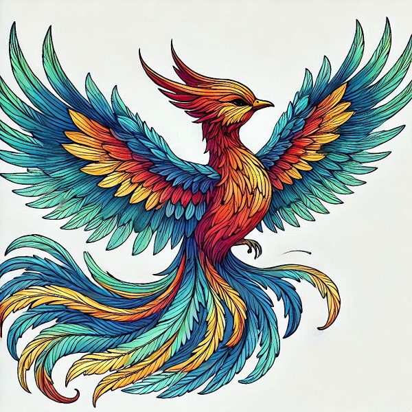 Colour Phoenix Bird Drawing 11