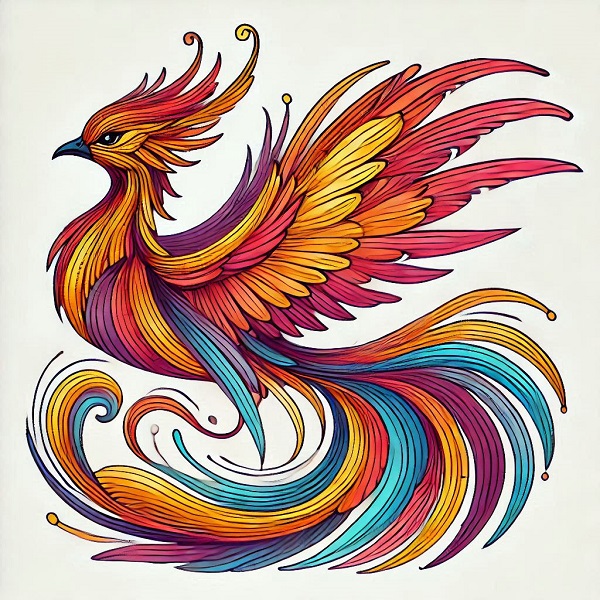 Colour Phoenix Bird Drawing 12