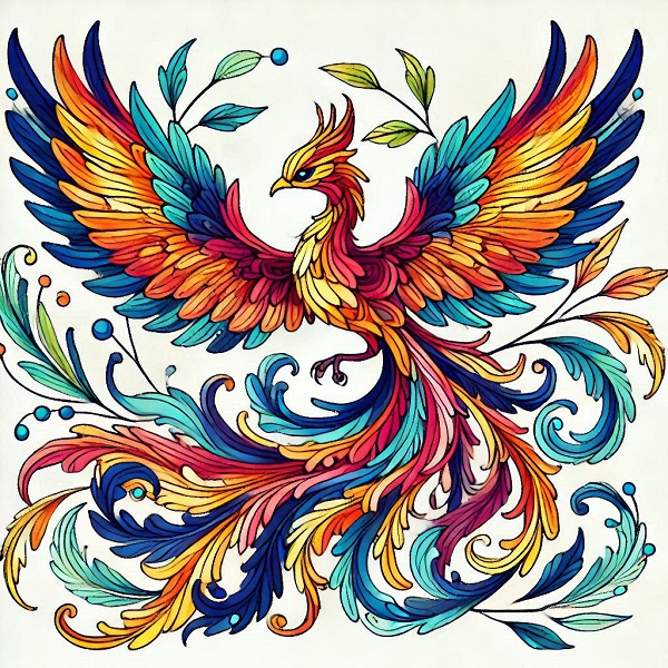 Colour Phoenix Bird Drawing 14