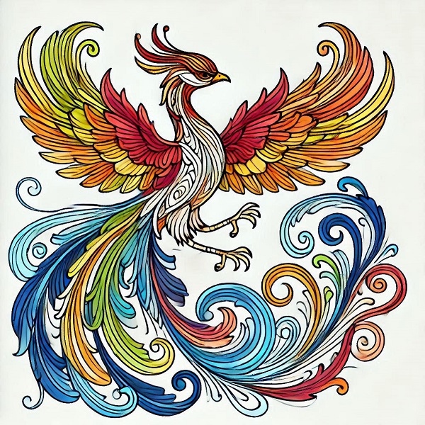 Colour Phoenix Bird Drawing 15