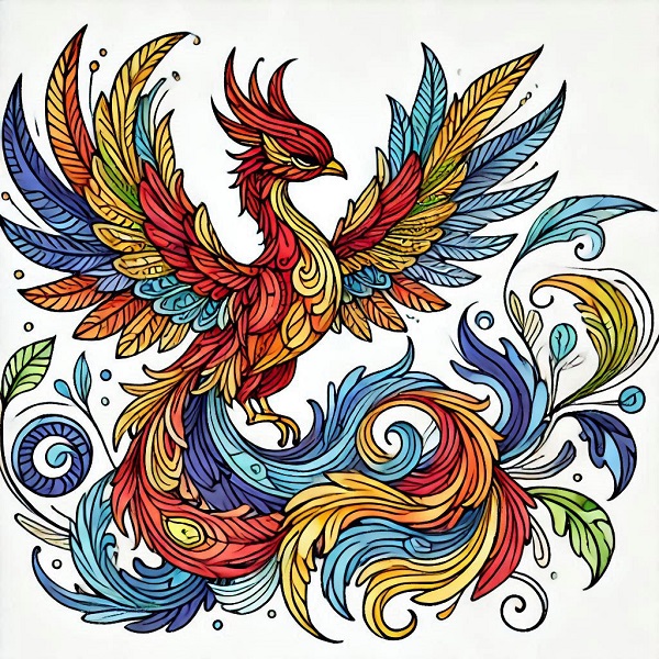 Colour Phoenix Bird Drawing 19