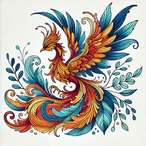 Colour Phoenix Bird Drawing 21