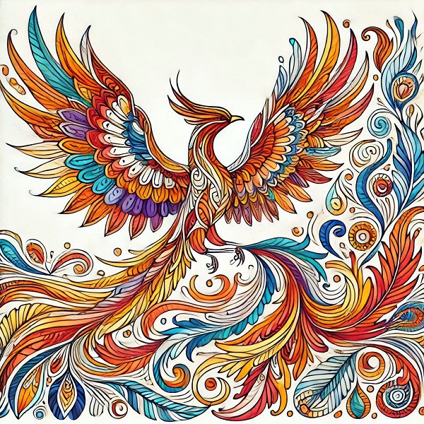 Colour Phoenix Bird Drawing 22