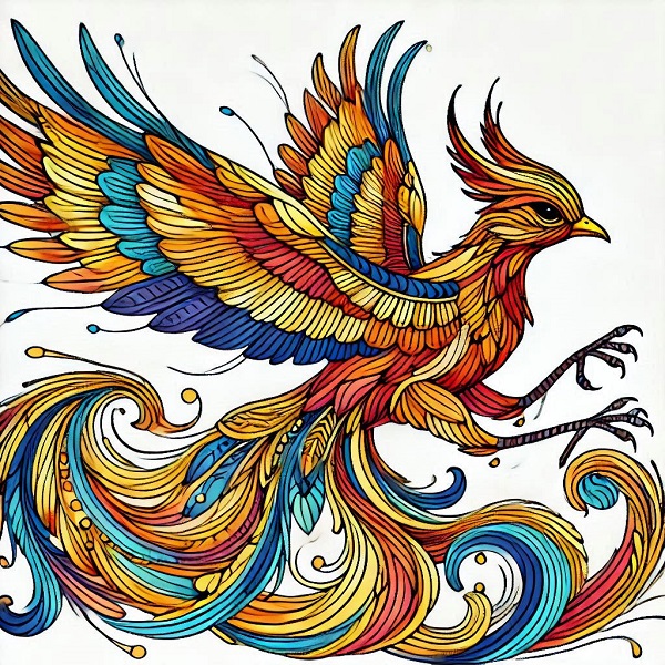 Colour Phoenix Bird Drawing 24