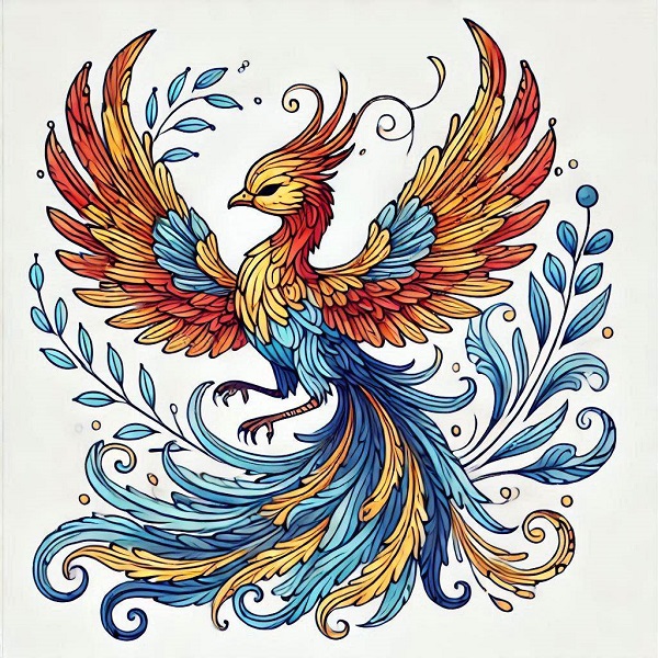 Colour Phoenix Bird Drawing 5