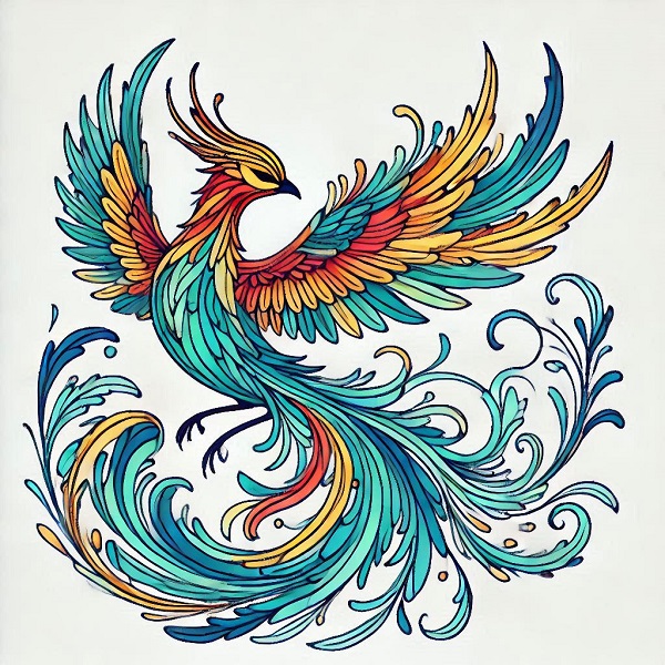 Colour Phoenix Bird Drawing 8