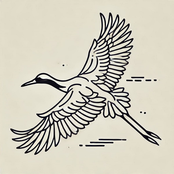 Crane Bird Flying Drawing 11