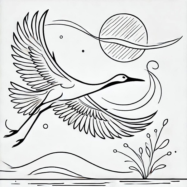 Crane Bird Flying Drawing 13