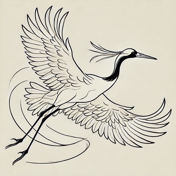 Crane Bird Flying Drawing 2